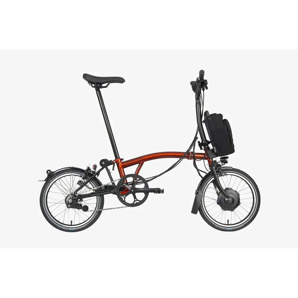 Brompton Electric C-Line Mid Bar Folding Bike 2023 Flame Laquer