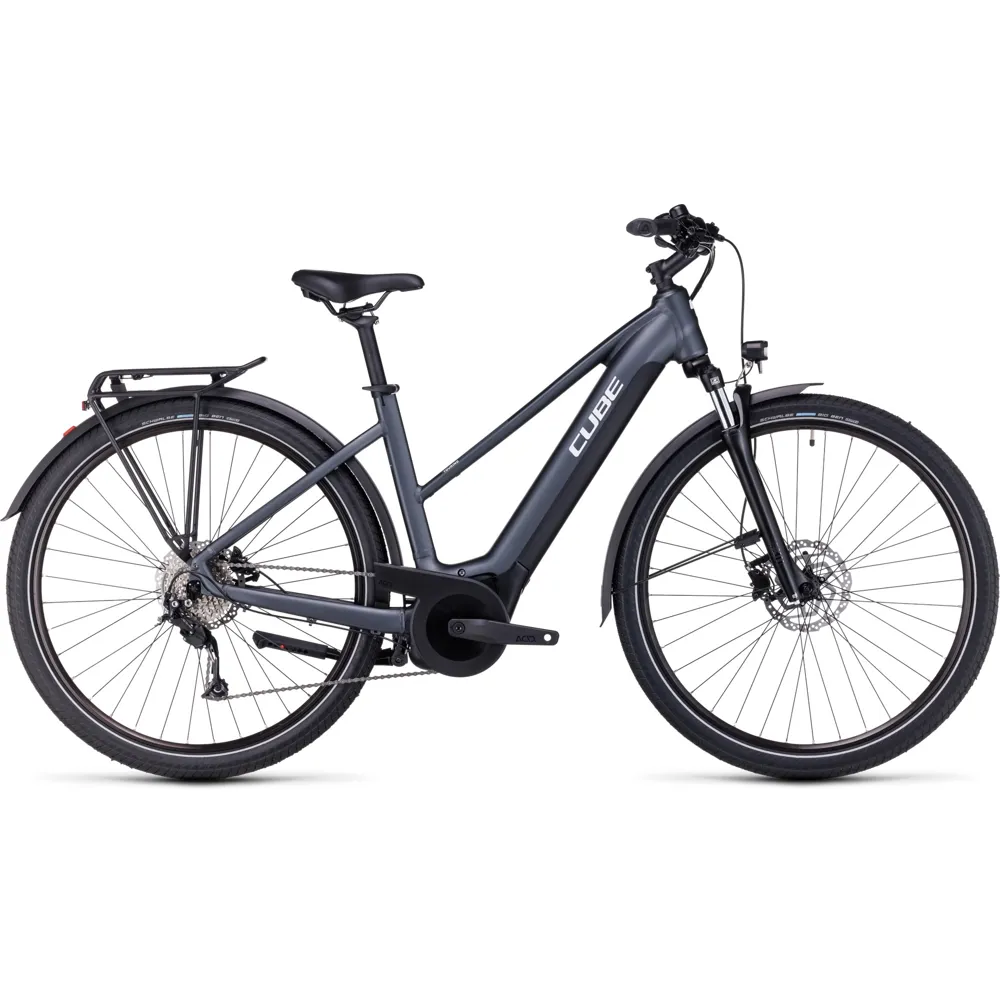 Cube Touring Hybrid One 500 Trapeze Electric Bike 2024 Grey/White
